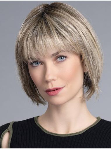 Straight Blonde Bob Wig - 10" Monofilament Cap, Classic Cut