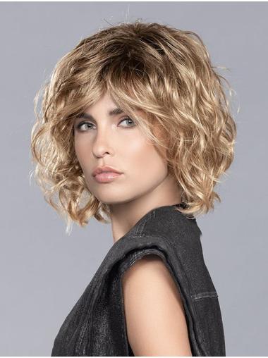 Curly Blonde Bob Wig - 10" Monofilament, Soft & Stylish Look