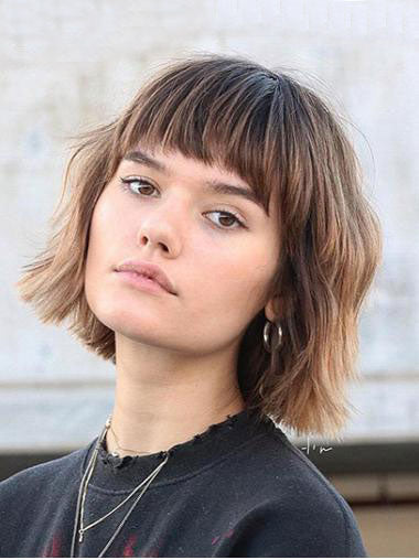 Wavy Bob Synthetic Wig for Women - 10" Brown Short Style