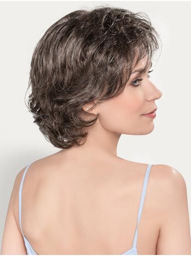 Brown Wavy Bob Wig 10" Short Human Hair Women Wigs