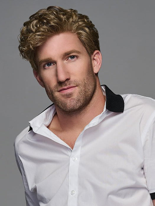 Synthetic Curly Mens Wigs-Short Heat-Resistant Lace Front Style