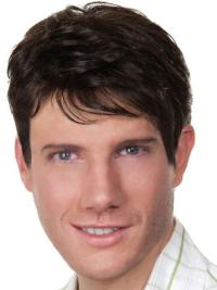 Black Short Straight Wig for Men, Remy Human Real Hair