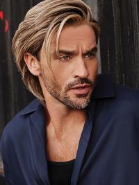 Monofilament 4inch Straight Blonde Wig for Men Natural Look, Comfortable Fit