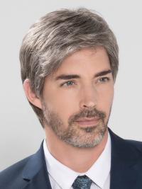 100% Hand-Tied Grey Wig for Men – Short Straight Style