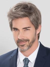 100% Hand-Tied Grey Wig for Men – Short Straight Style