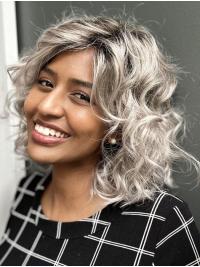 Curly Lace Front Wig – 10inch Grey Monofilament Bob for African American Women