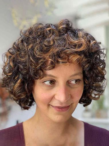 Short Ombre Bob Wig Curly Human Hair Monofilament Cap