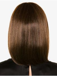 Shoulder-Length Straight Bob Wig 100% Hand-Tied Brown Human Hair for Women