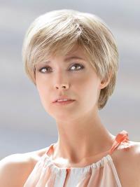 Blonde 8" Straight Wig Short Human Hair Elegant Design