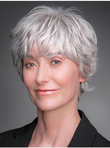 Short 8 Inch Remy Human Wigs Layered for Older Ladies