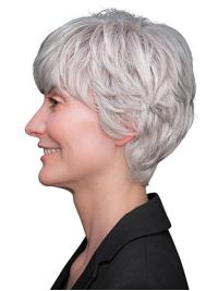 Short 8 Inch Remy Human Wigs Layered for Older Ladies