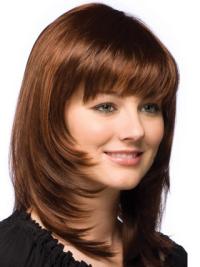 12" Auburn Straight Human Hair Long Wigs High Quality