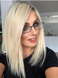 Blonde Human Wigs – 14” Straight Style & Realistic Long Wig
