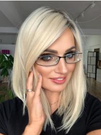 Blonde Human Wigs – 14” Straight Style & Realistic Long Wig