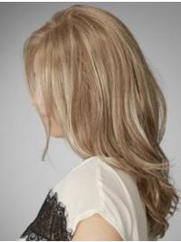Long Blonde Human Hair Wigs Natural Wavy Style