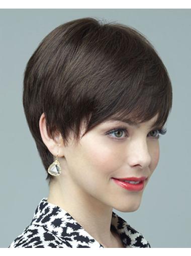 Short Brown Layered Wigs Human Hair Wig Cheap