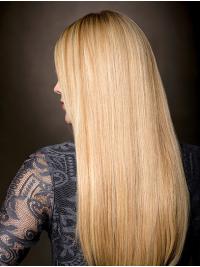 Blonde Lace Front Long Wigs 22" Straight Remy Human Hair