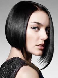 Capless 10" Straight Human Hair Bob Wigs Natural Black, Comfortable