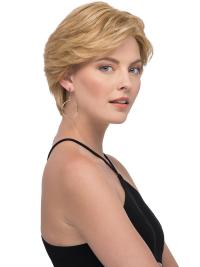 Blonde 6inch Straight Short Wigs 100% Hand-Tied Human Hair, Layered Style