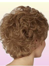 Short 8" Blonde Human Hair Older Women Wigs Style
