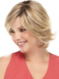 Wavy Blonde Human Wigs Short with Bangs Soft & Flexible