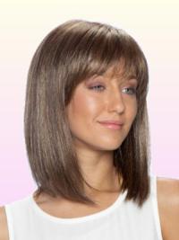 Long Brown Wigs with Bangs Indian Human Wigs