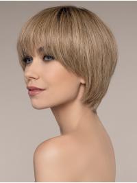Short Blonde Wig Straight Style, Women Human Hair