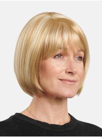 Remy Human Hair Wig 10" Blonde Straight Chin Length