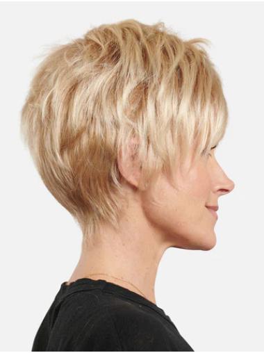 Blonde Synthetic Capless Straight Pixie Wig Sleek & Chic Boycut Style