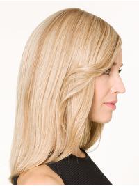 Blonde 16" Straight Human Hair Wig Lace Front Long