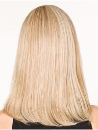 Blonde 16" Straight Human Hair Wig Lace Front Long