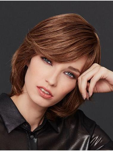 Straight Brown Remy Human Hair Wig Chin Length