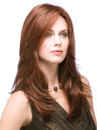 18" Auburn Long Layered Human Hair Wigs 100% Hand-Tied