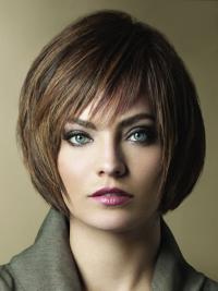 Short Brown Layered Human Hair Wigs Comfortable