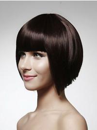 Chin-Length Straight Black Bob Wig Human Hair Capless Design