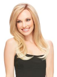 17" Blonde Straight Lace Front Human Wig Layered Style