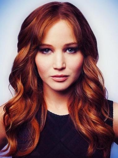 Long Copper Capless Remy Human Hair Wigs