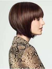 Brown Bob Wig Chin Length, Natural Human Hair Style