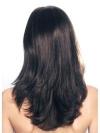 New Black Human Hair Wig 16" Long Straight Style
