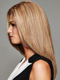16" Long Straight Blonde Human Hair Lace Front Wig