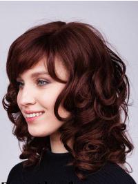 Women’s 14" Wavy Human Wig Medium Length With Bangs