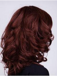 Women’s 14" Wavy Human Wig Medium Length With Bangs