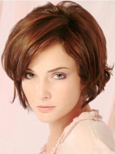 Beautiful Auburn Short Layered Human Hair Wig Lace Front