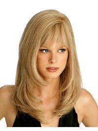 Layered Long Blonde Wig Natural Look Human Hair Perfect Fit