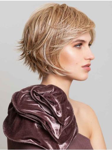 Straight Bob Cut Wig Short Blonde Synthetic With Capless