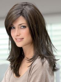 Fabulous Brown 16inch Long Wigs 100% Real Human Hair