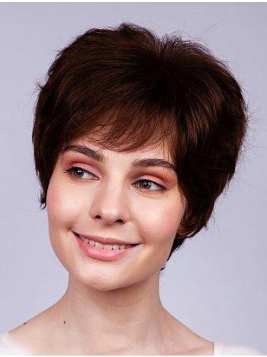 Remy Human Hair 6" Wavy Boycuts Lace Front Wigs