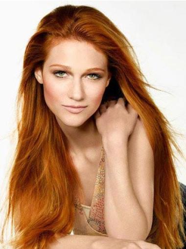 Best Hand-Tied Human Hair Wig Long Straight Auburn Hair