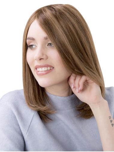 Capless Straight Real Hair Wigs 14" Shoulder Length