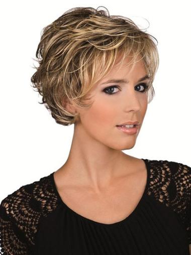 Brown Layered Remy Human Hair Wigs Short Women Hair